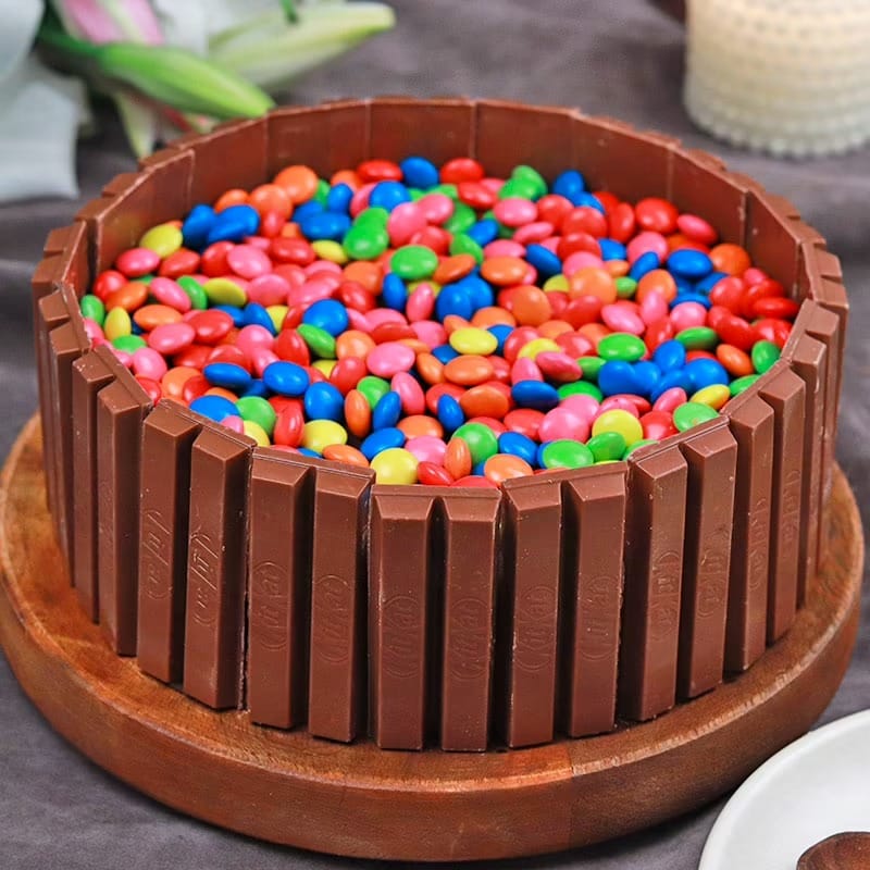KitKat Gems Cake - TF Cakes Online Delivery Freshly baked handcrafted KitKat Gems Cake – Cake design by TF Cakes