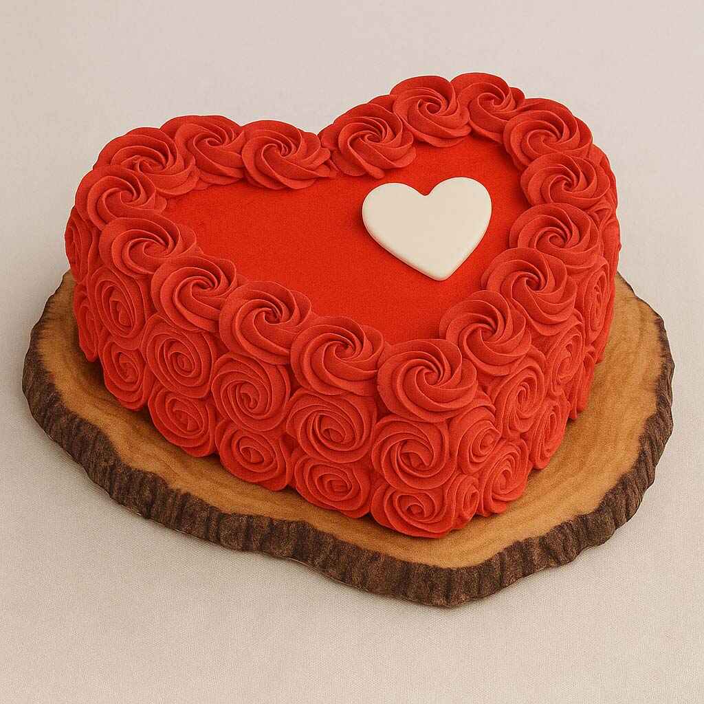 Red Rosette Heart Cake - TF Cakes Online Delivery Freshly baked handcrafted Red Rosette Heart Cake – Cake design by TF Cakes