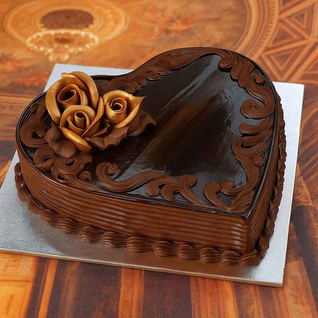 Golden Bloom Heart Cake - TF Cakes Online Delivery Freshly baked handcrafted Golden Bloom Heart Cake – Cake design by TF Cakes