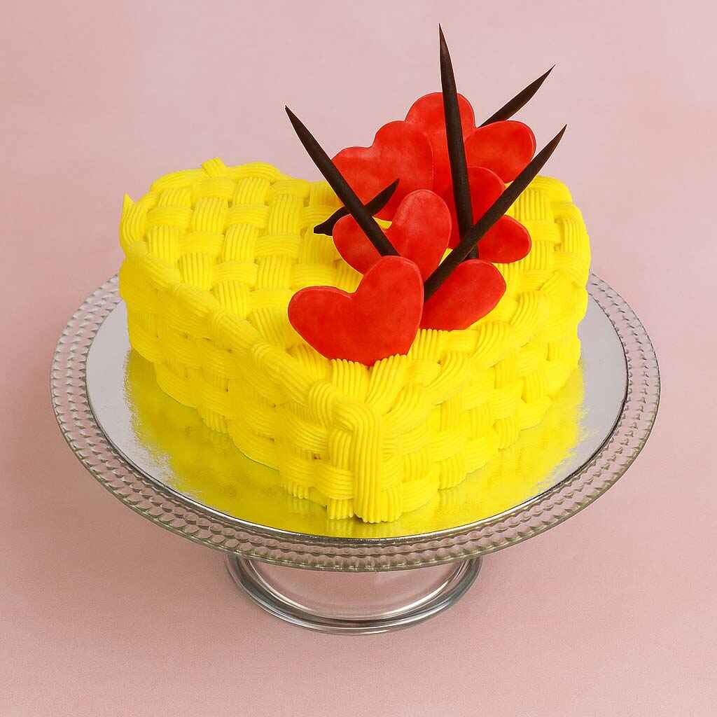 Yellow Love Basket Cake - TF Cakes Online Delivery Freshly baked handcrafted Yellow Love Basket Cake – Cake design by TF Cakes