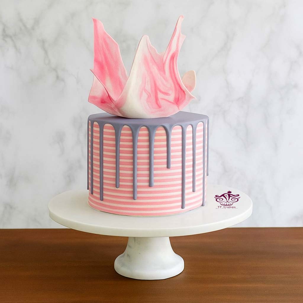 Pink Drizzle Fantasy Cake - TF Cakes Online Delivery Freshly baked handcrafted Pink Drizzle Fantasy Cake – Cake design by TF Cakes