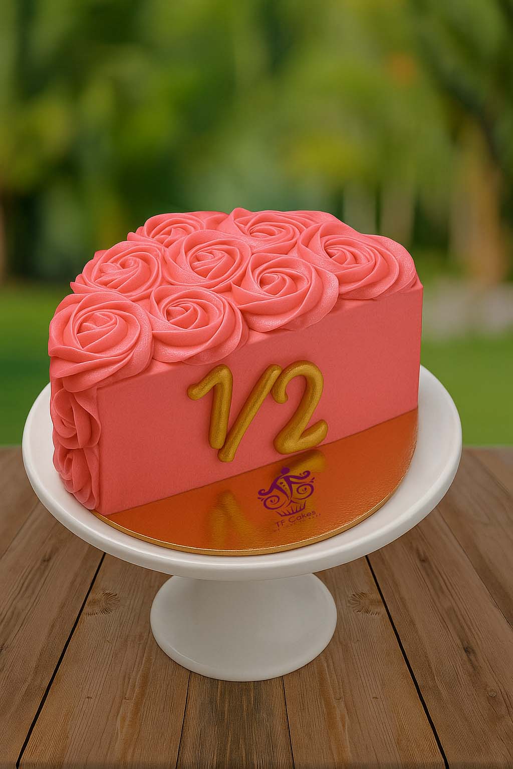 Rosy Delight Half Birthday Cake - TF Cakes Online Delivery Freshly baked handcrafted Rosy Delight Half Birthday Cake – Cake design by TF Cakes