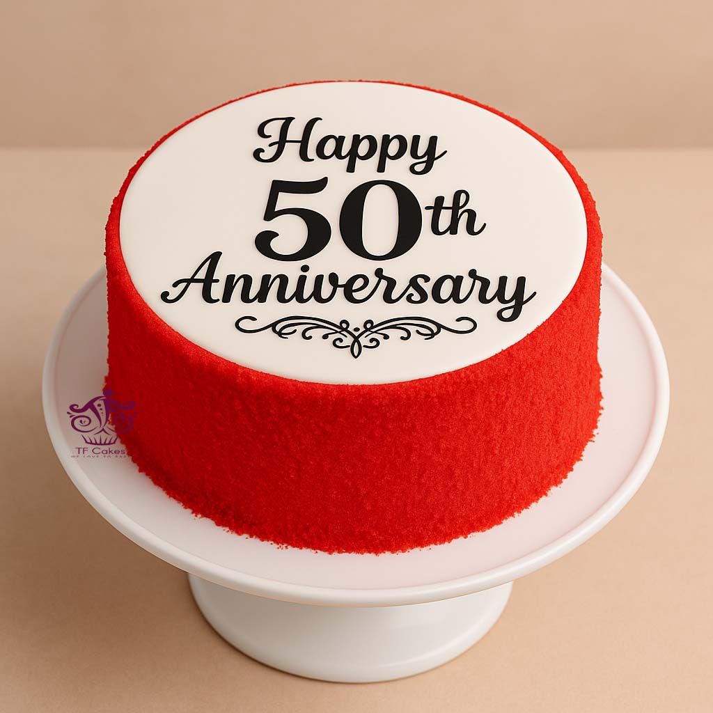 Happy 50th Anniversary Cake - TF Cakes Online Delivery Freshly baked handcrafted Happy 50th Anniversary Cake – Cake design by TF Cakes