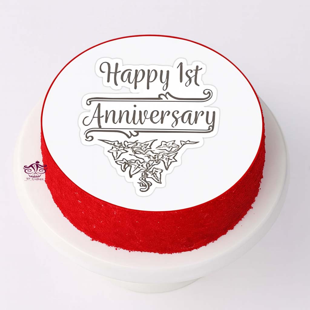 Happy 1st Anniversary Cake - TF Cakes Online Delivery Freshly baked handcrafted Happy 1st Anniversary Cake – Cake design by TF Cakes