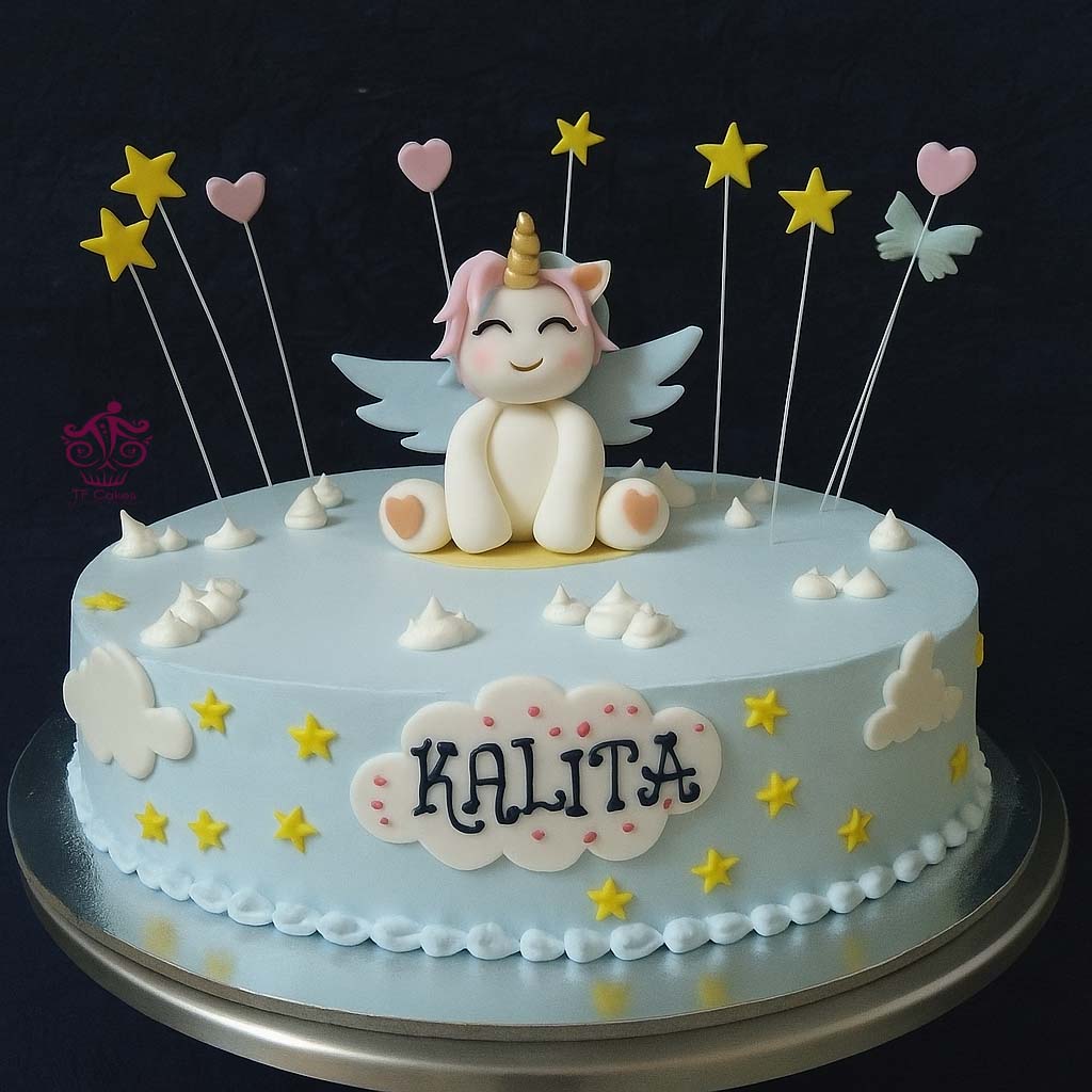 Baby Angel Unicorn Cake - TF Cakes Online Delivery Freshly baked handcrafted Baby Angel Unicorn Cake – Cake design by TF Cakes