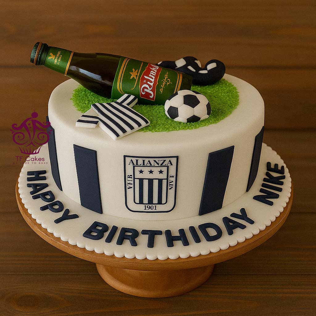 Alianza Lima Beer Cake - TF Cakes Online Delivery Freshly baked handcrafted Alianza Lima Beer Cake – Cake design by TF Cakes