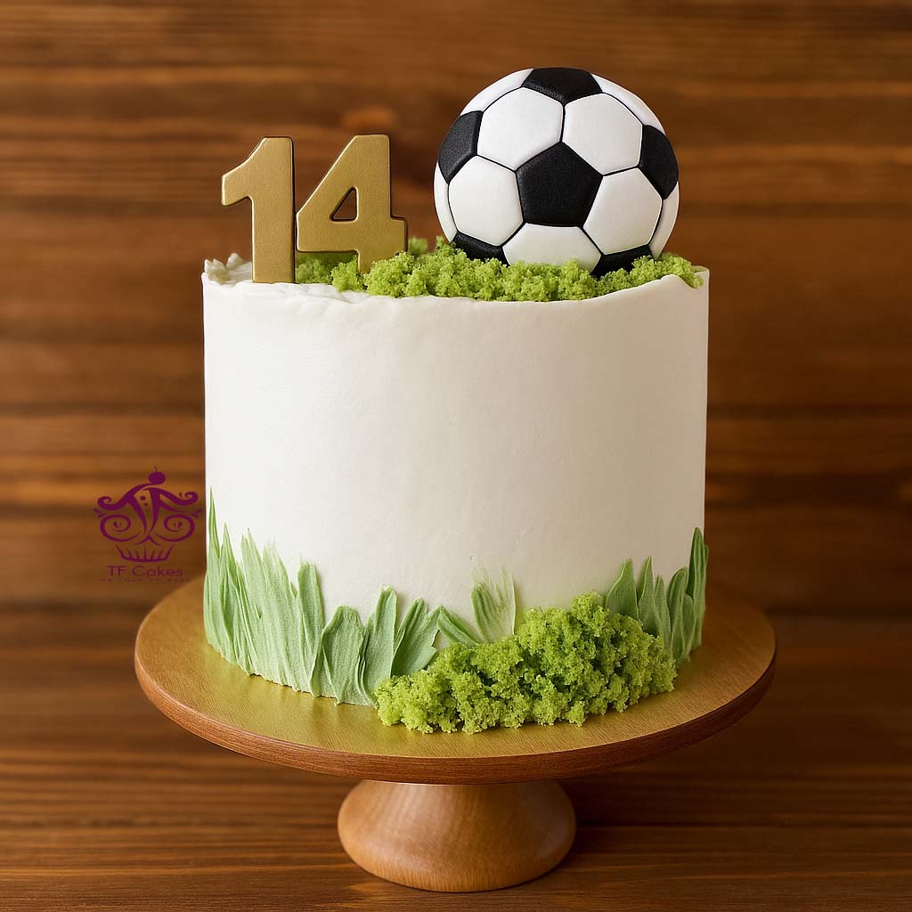 Minimal Football Cake 14 - TF Cakes Online Delivery Freshly baked handcrafted Minimal Football Cake 14 – Cake design by TF Cakes