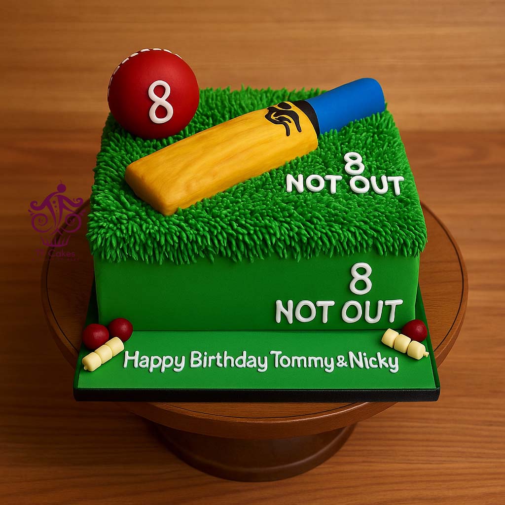 Square Cricket Not Out Cake - TF Cakes Online Delivery Freshly baked handcrafted Square Cricket Not Out Cake – Cake design by TF Cakes