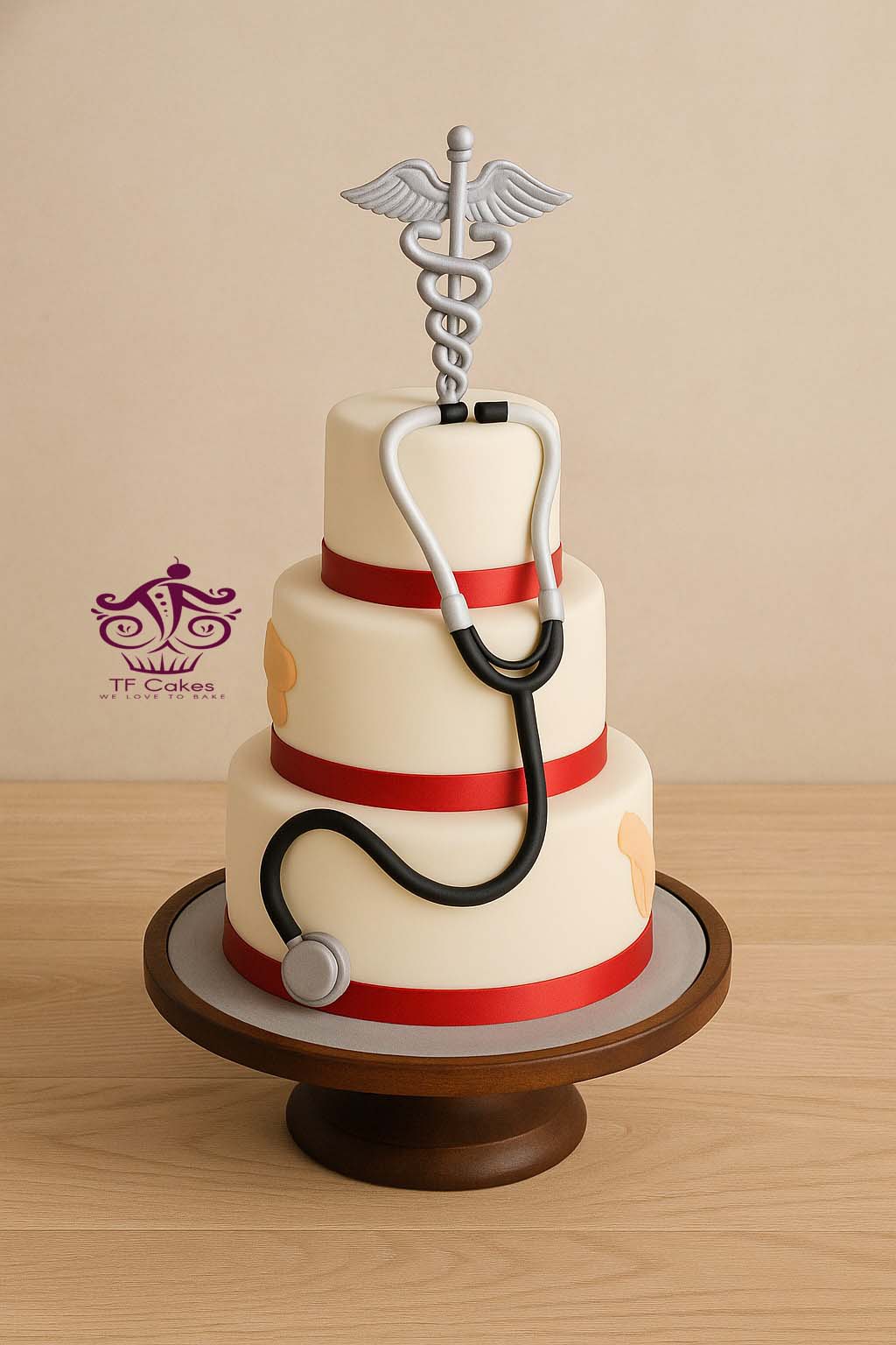 Caduceus Medical Theme Cake - TF Cakes Online Delivery Freshly baked handcrafted Caduceus Medical Theme Cake – Cake design by TF Cakes