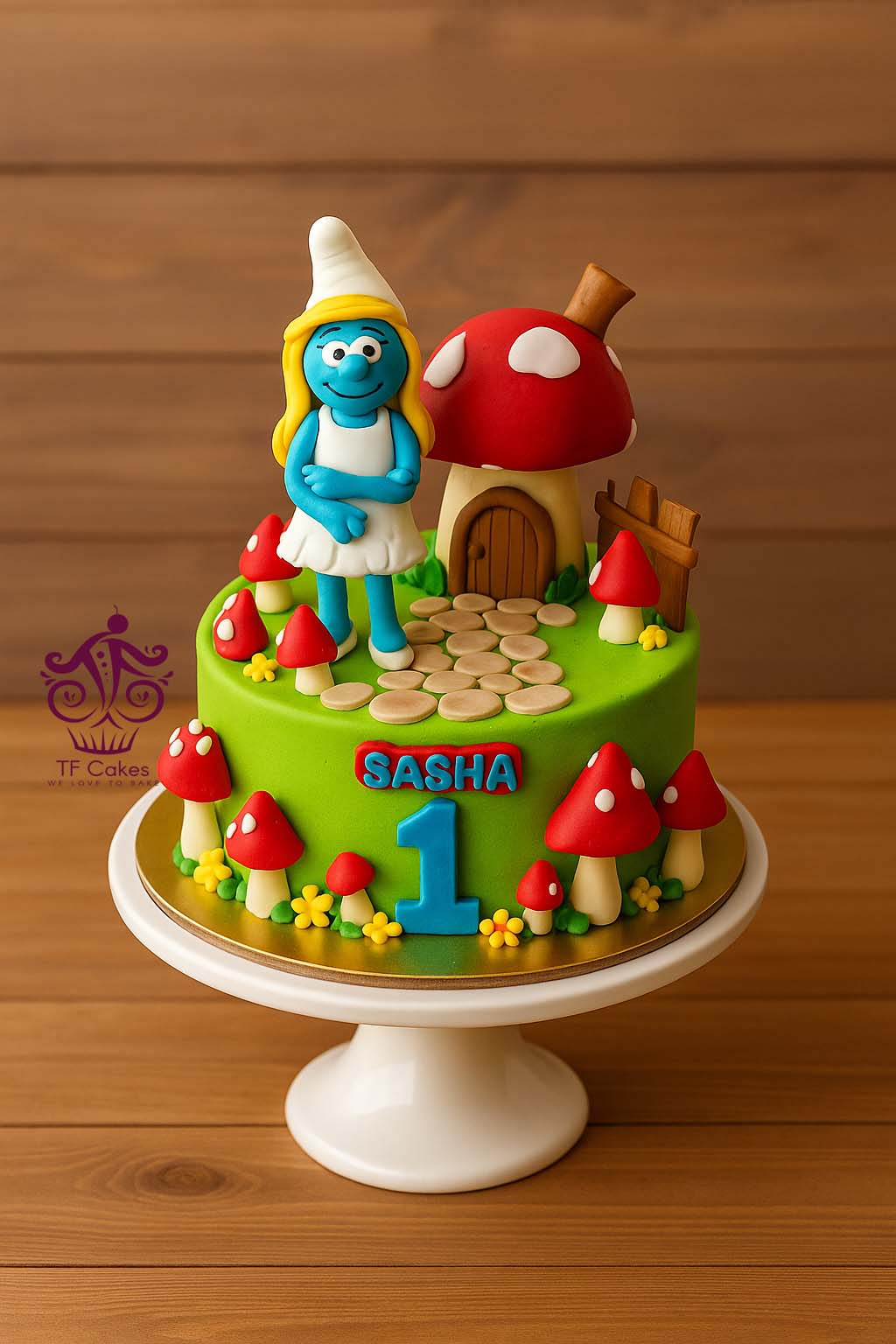 Smurfs Theme Birthday Cake - TF Cakes Online Delivery Freshly baked handcrafted Smurfs Theme Birthday Cake – Cake design by TF Cakes