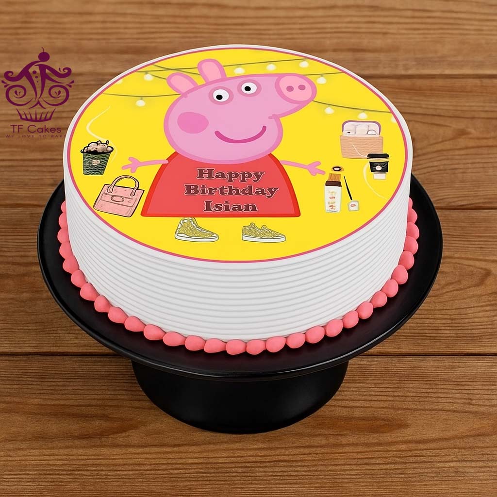 Peppa Pig Printed Cake - TF Cakes Online Delivery Freshly baked handcrafted Peppa Pig Printed Cake – Cake design by TF Cakes