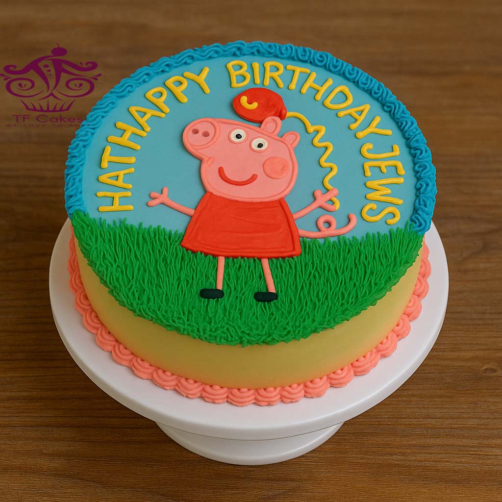 Peppa Pig Balloon Birthday Cake - TF Cakes Online Delivery Freshly baked handcrafted Peppa Pig Balloon Birthday Cake – Cake design by TF Cakes