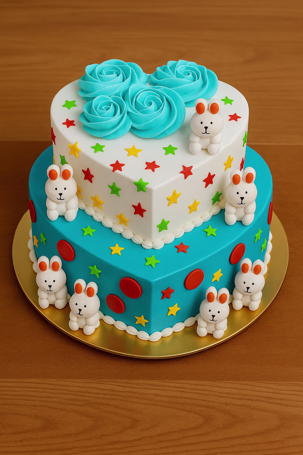 Cute Bunny Theme Tier Cake - TF Cakes Online Delivery Freshly baked handcrafted Cute Bunny Theme Tier Cake – Cake design by TF Cakes