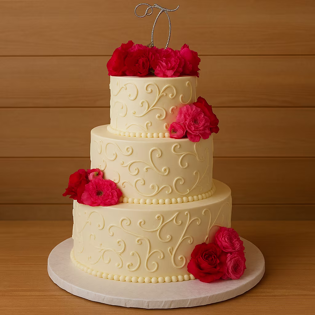 Yellow Scroll Wedding Cake - TF Cakes Online Delivery Freshly baked handcrafted Yellow Scroll Wedding Cake – Cake design by TF Cakes