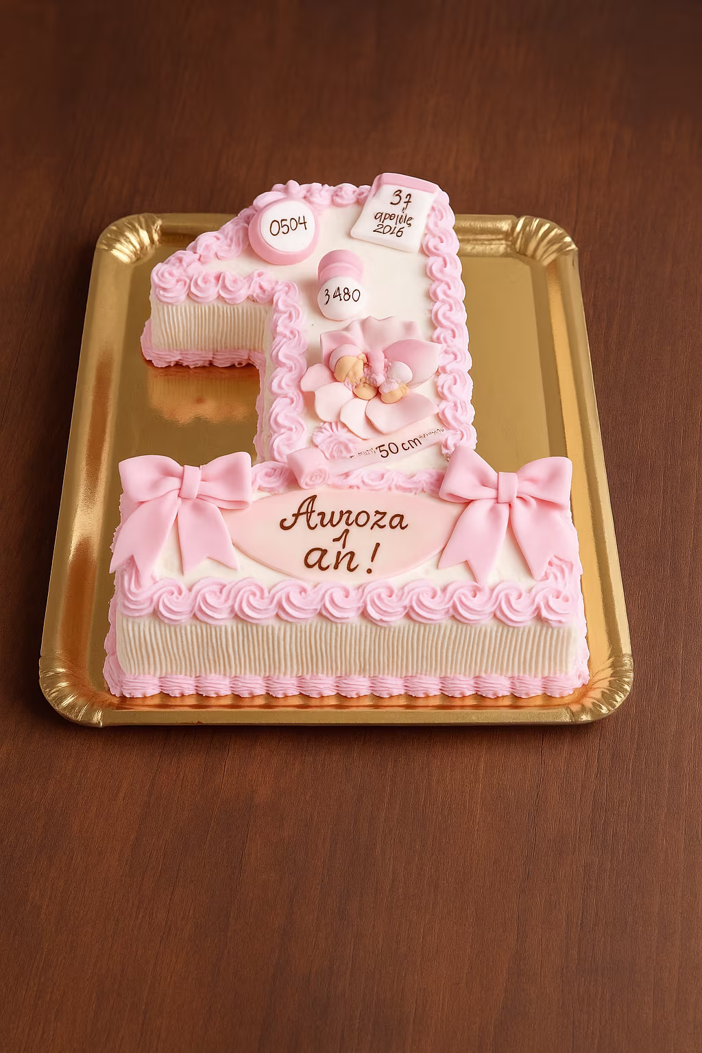 Elegant Pink Bows Number 1 Cake - TF Cakes Online Delivery Freshly baked handcrafted Elegant Pink Bows Number 1 Cake – Cake design by TF Cakes