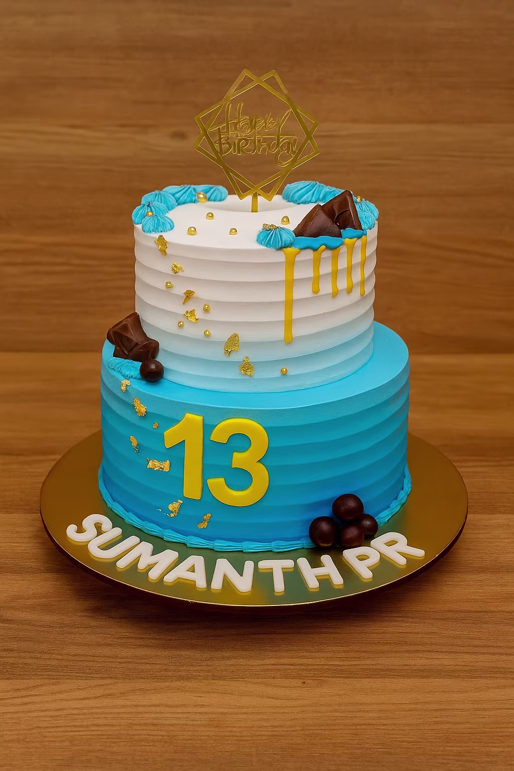 Blue Theme Birthday Cake with Name - TF Cakes Online Delivery Freshly baked handcrafted Blue Theme Birthday Cake with Name – Cake design by TF Cakes