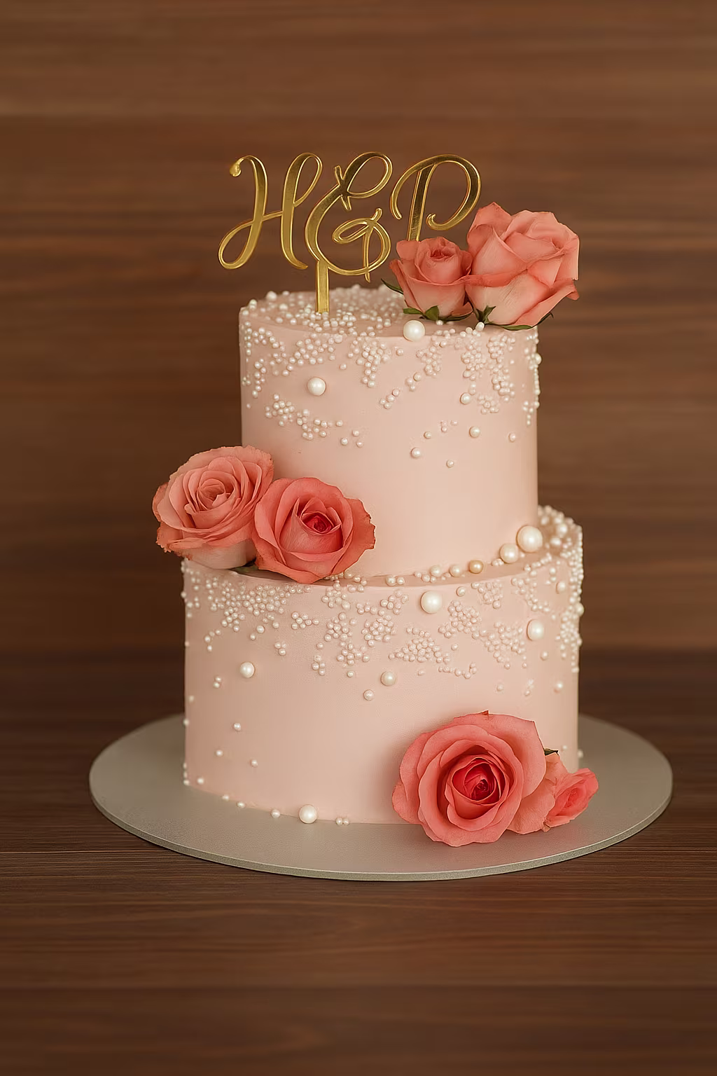 Elegant Monogram Engagement Cake - TF Cakes Online Delivery Freshly baked handcrafted Elegant Monogram Engagement Cake – Cake design by TF Cakes