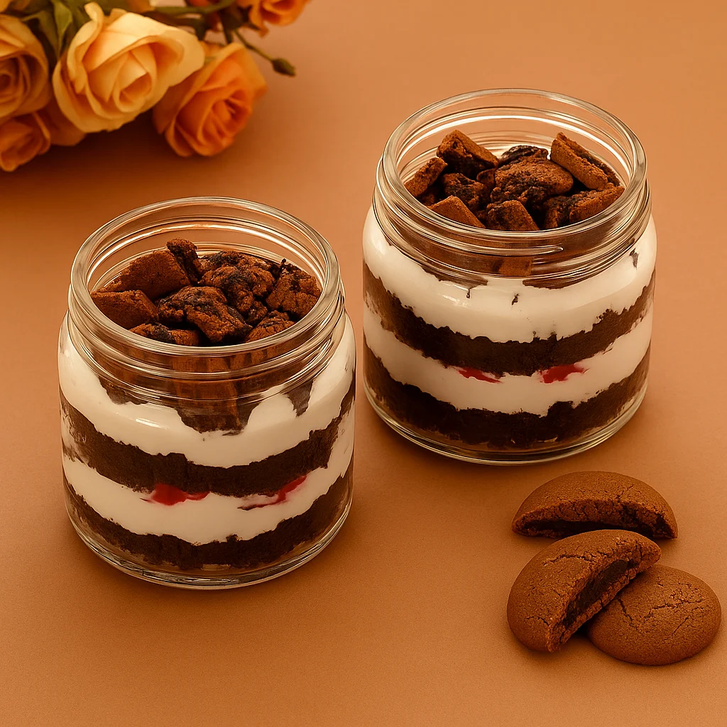 Black Forest Dessert Jars - TF Cakes Online Delivery Freshly baked handcrafted Black Forest Dessert Jars – Cake design by TF Cakes