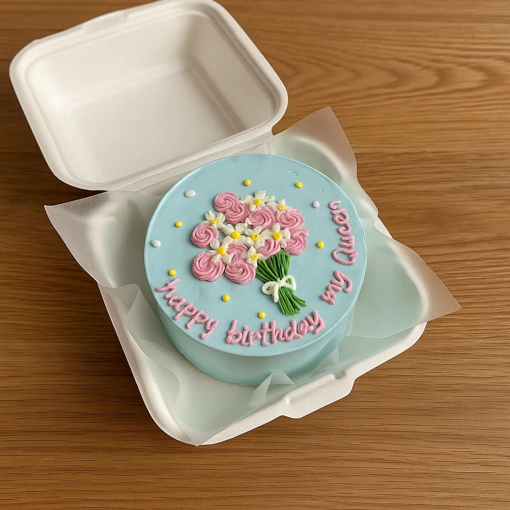 Blue Floral Bento Cake - TF Cakes Online Delivery Freshly baked handcrafted Blue Floral Bento Cake – Cake design by TF Cakes