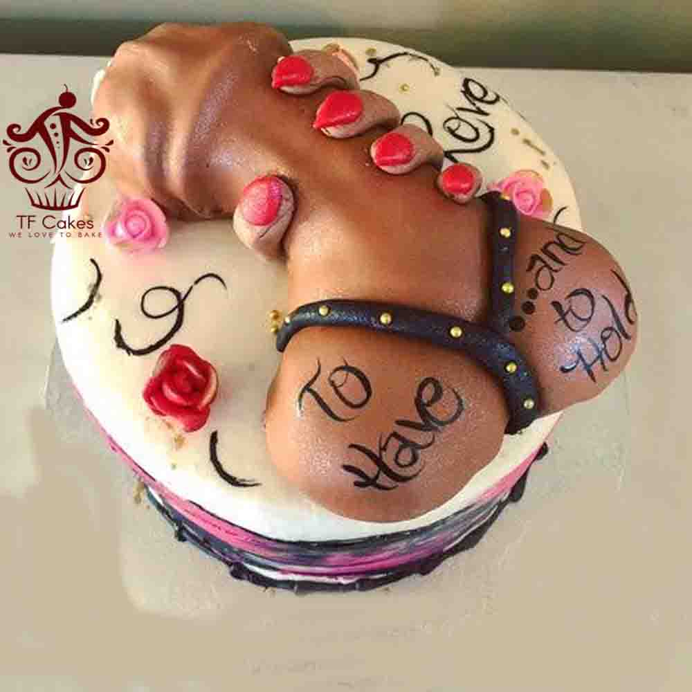 To Have and To Hold Bachelorette Party Cake - TF Cakes Online Delivery Freshly baked handcrafted To Have and To Hold Bachelorette Party Cake – Cake design by TF Cakes