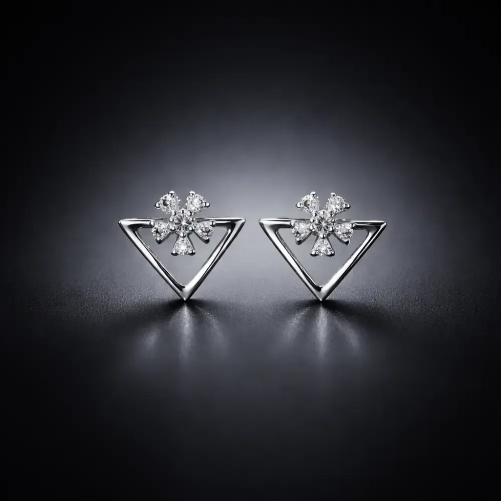Tavira 92.5 Silver Geo Bloom Moissanite Earrings - TF Cakes Online Delivery Freshly baked handcrafted Tavira 92.5 Silver Geo Bloom Moissanite Earrings – Cake design by TF Cakes