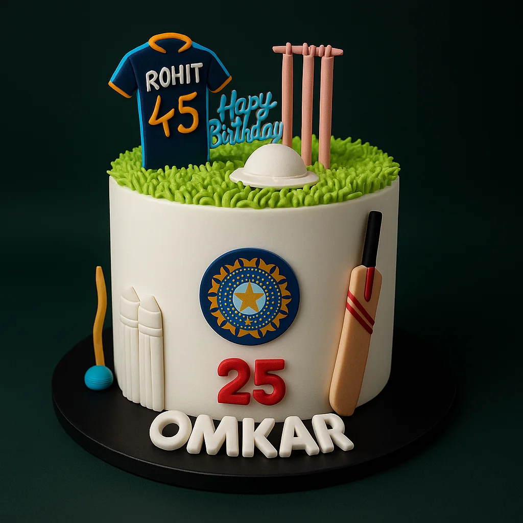 Team India Gear Cake Rohit Theme - TF Cakes Online Delivery Freshly baked handcrafted Team India Gear Cake Rohit Theme – Cake design by TF Cakes