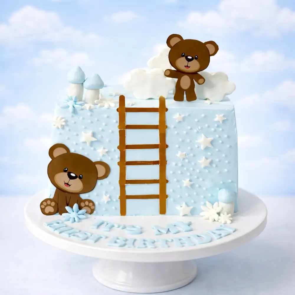 Teddy Ladder Cake - TF Cakes Online Delivery Freshly baked handcrafted Teddy Ladder Cake – Cake design by TF Cakes