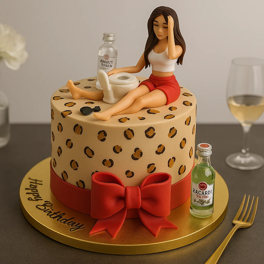 Tipsy Girl Liquor Theme Cake - TF Cakes Online Delivery Freshly baked handcrafted Tipsy Girl Liquor Theme Cake – Cake design by TF Cakes