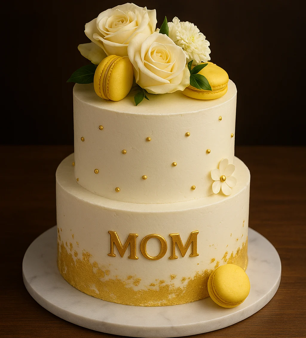 Two Tier Mom Special Cake - TF Cakes Online Delivery Freshly baked handcrafted Two Tier Mom Special Cake – Cake design by TF Cakes