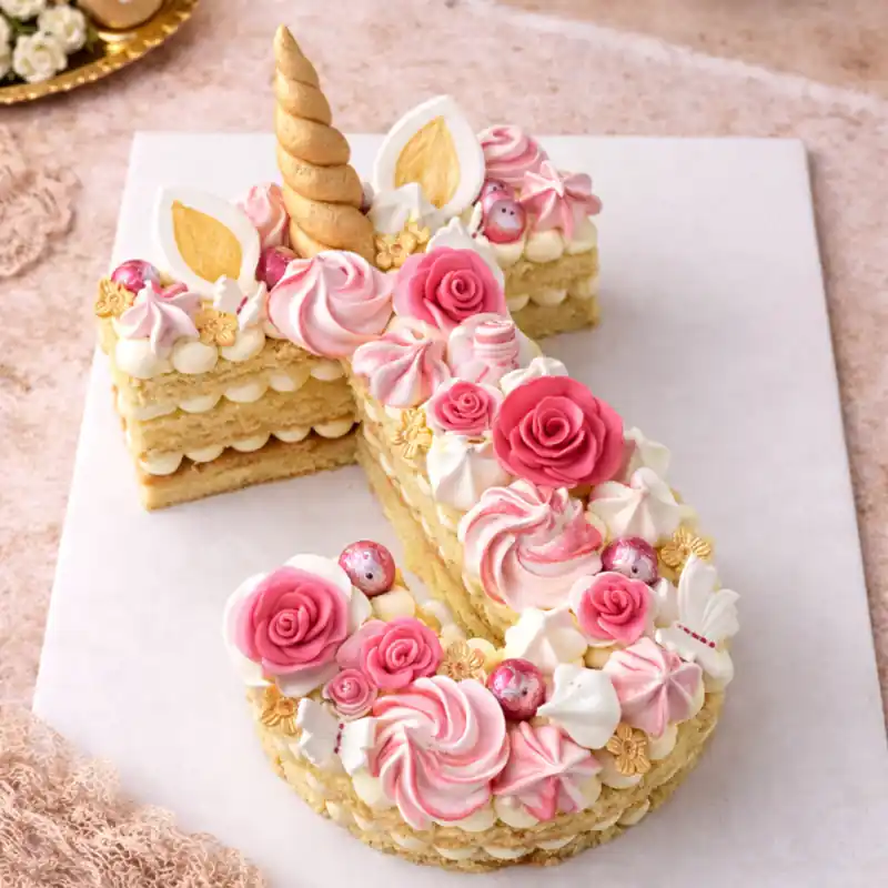 Unicorn Bloom Letter J Cake - TF Cakes Online Delivery Freshly baked handcrafted Unicorn Bloom Letter J Cake – Cake design by TF Cakes