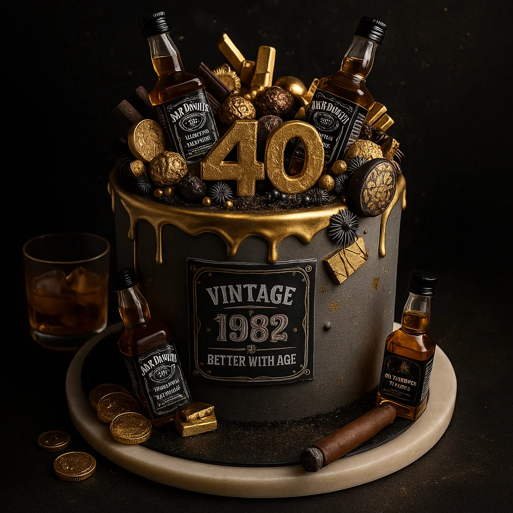 Vintage 1982 Birthday Cake - TF Cakes Online Delivery Freshly baked handcrafted Vintage 1982 Birthday Cake – Cake design by TF Cakes