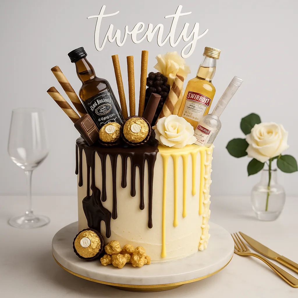 Birthday Drip 20th Cake - TF Cakes Online Delivery Freshly baked handcrafted Birthday Drip 20th Cake – Cake design by TF Cakes