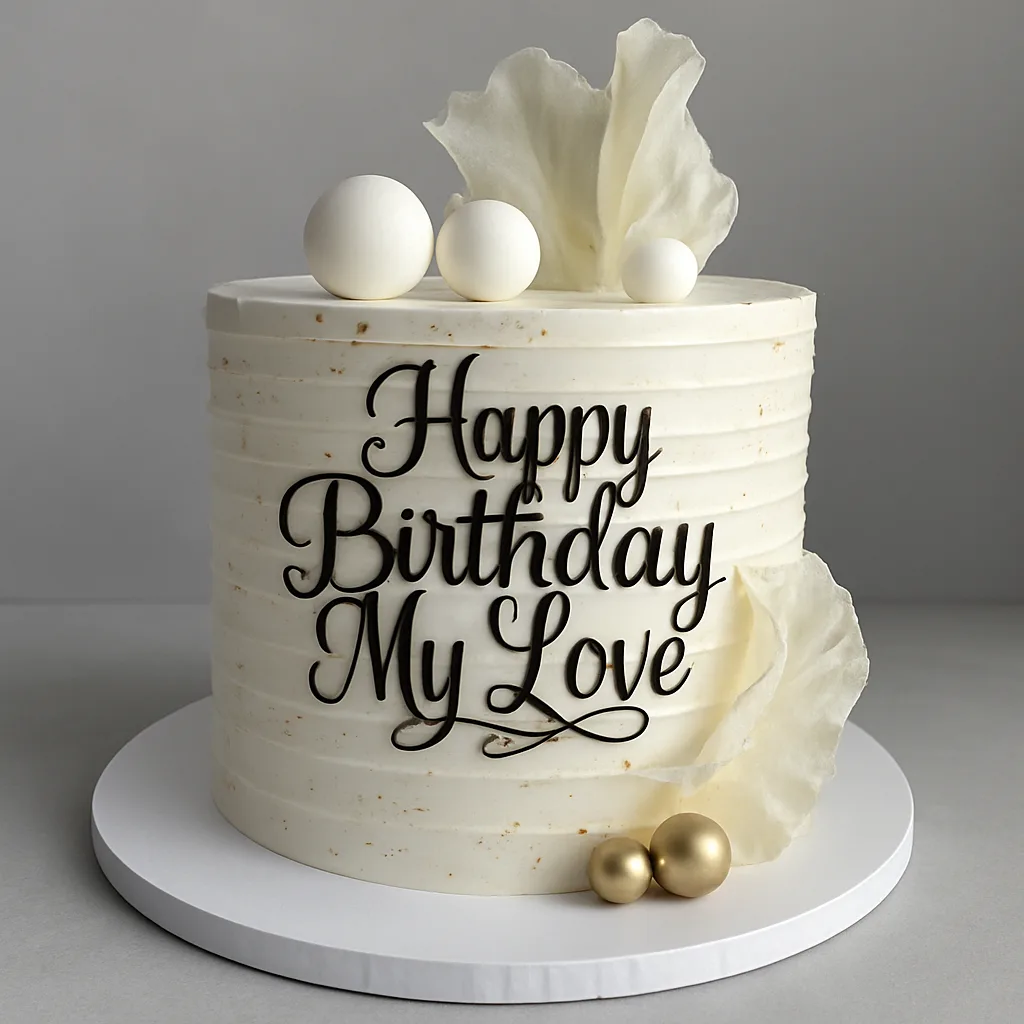 White Love Birthday Cake - TF Cakes Online Delivery Freshly baked handcrafted White Love Birthday Cake – Cake design by TF Cakes